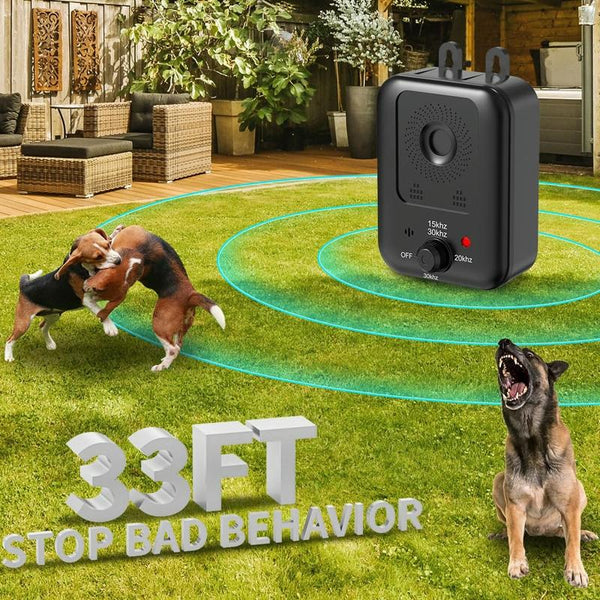 Ultrasonic Anti Barking Device - Black - 15m Range - Rechargeable