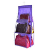 B05005 Double Sided 6 Pocket Hanging Bag Non-woven Fabric Hanging Handbag Organizer(Purple)