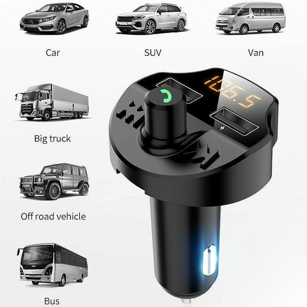 T66 Car Bluetooth Car Charger Cigarette Lighter MP3 Player Hands-Free Car FM Transmitter