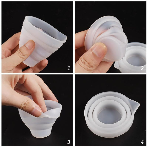 2pcs 250ml Folding DIY Epoxy Measuring Cup Silicone Mold Candle Plaster Glue Mixing Cup