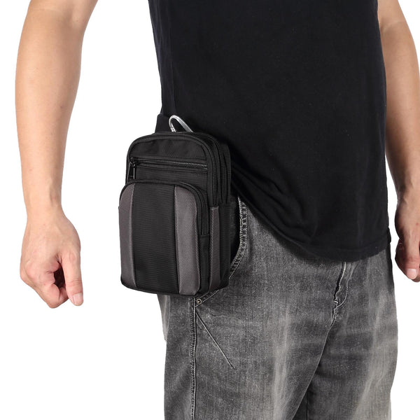 Multifunctional Casual Crossbody Mobile Phone Storage Waist Bag(Dark Grey + Black)