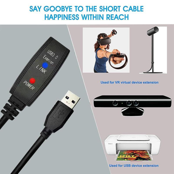 USB 3.0 Male to Female Super Speed Extension Cable, Length:5m