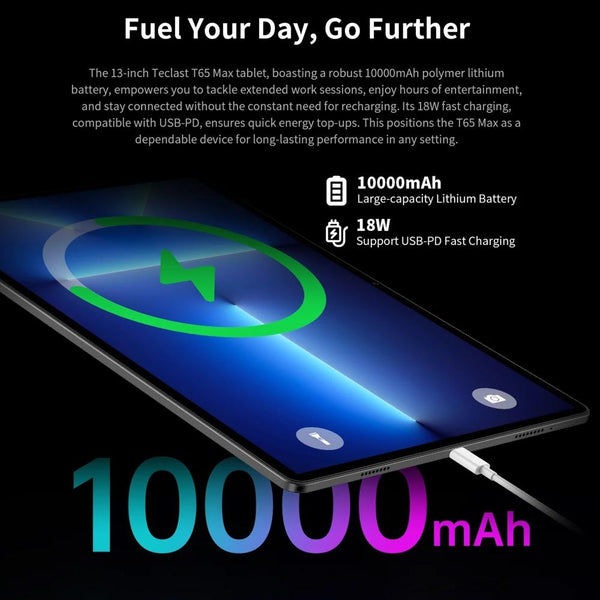 Teclast T65 Max Tablet PC 13 inch, 8GB+256GB,  Android 14 MediaTek Helio G99 Octa Core, 4G LTE Dual SIM