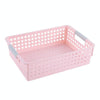 Plastic Storage Basket Desktop Sundry Organizer Frame Toys Kitchen Snacks Storage Box, Style: Shallow Large Pink