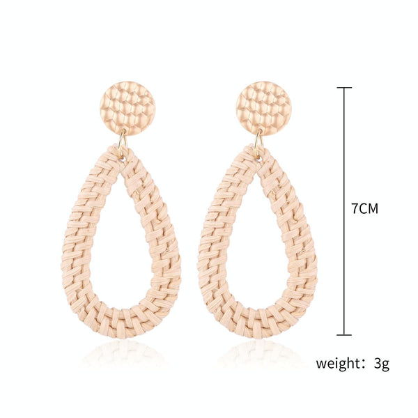 E2002-7 Knock Pattern Water Drop Bamboo Vine Handmade Woven Earrings Bosomia Style Earrings