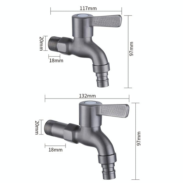 Bathroom Toilet Stainless Steel Bib Tap Wall Mounted Washing Machine Water Tap ,Spec: Medium Long Type