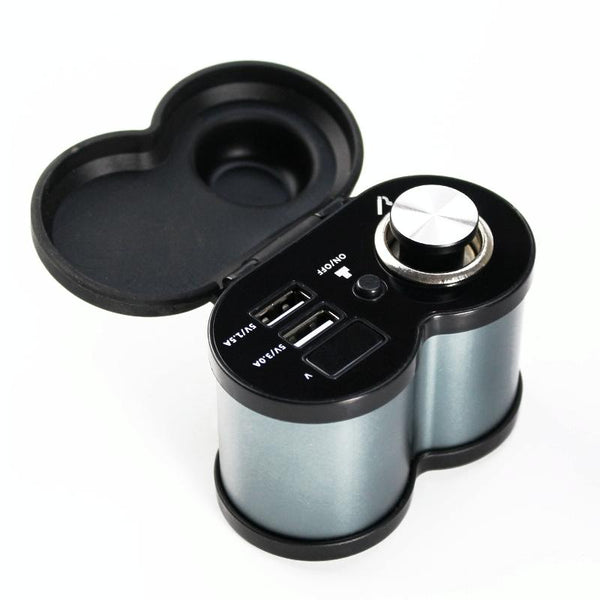 Portable Motorcycle Aluminum Alloy Dual USB Charger Cigarette Lighter (Cyan)