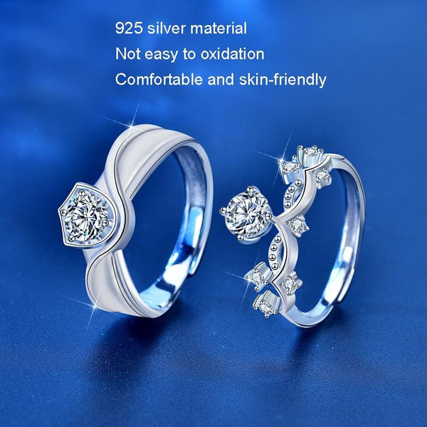 XJA011 Couple Ring Mosan Diamond S925 Silver Ring, Style: Mens
