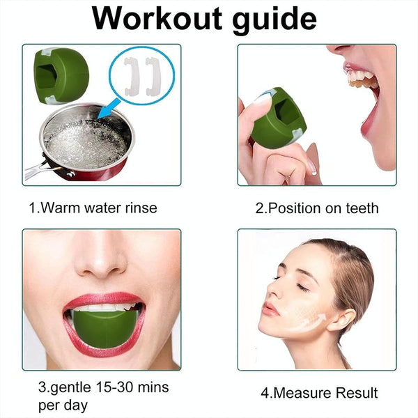3PCS 2nd Generation Masseter Ball Mandibular Trainer Facial Muscle Trainer Silicone Face-Lifting Device(Green)