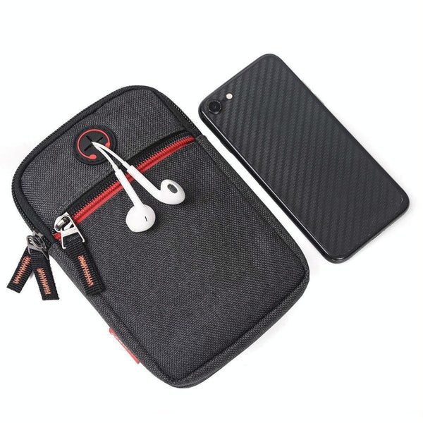 For 5.5-6.5 inch Mobile Phones Universal Canvas Waist Bag with Shoulder Strap & Earphone Jack(Red)