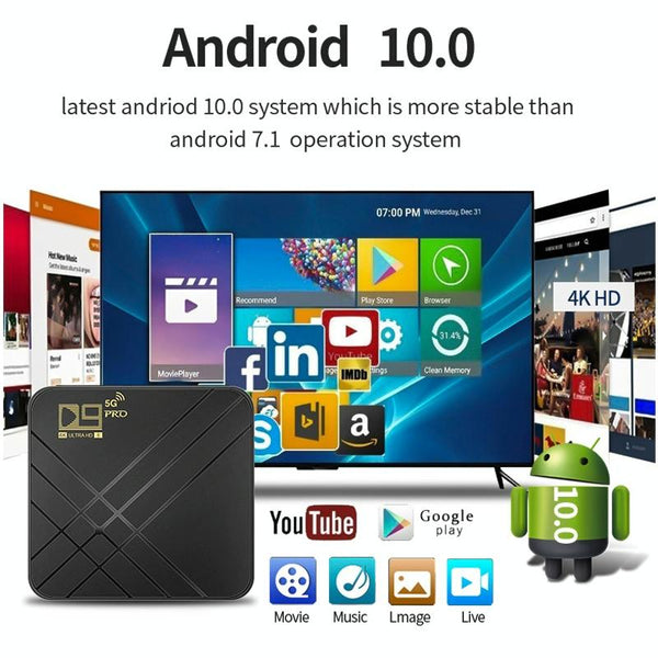 D9 PRO 2.4G/5G WIFI 4K HD Android TV Box, Memory:8GB+128GB(AU Plug)