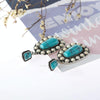 925 Antique Silver Plated Turquoise Earrings(Silver)