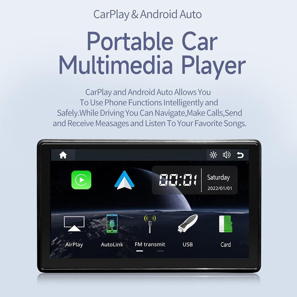 X70-1 Car 7 inch IPS Portable Smart Screen Wireless Screen Projection Carplay Android Auto, with Reversing Camera(Black)