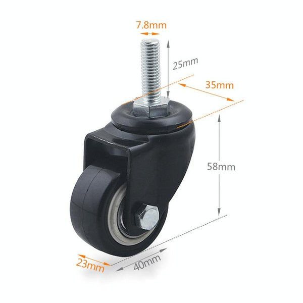 2 PCS 1.5 inch Furniture Cabinet Coffee Table Silent Screw Universal Wheel