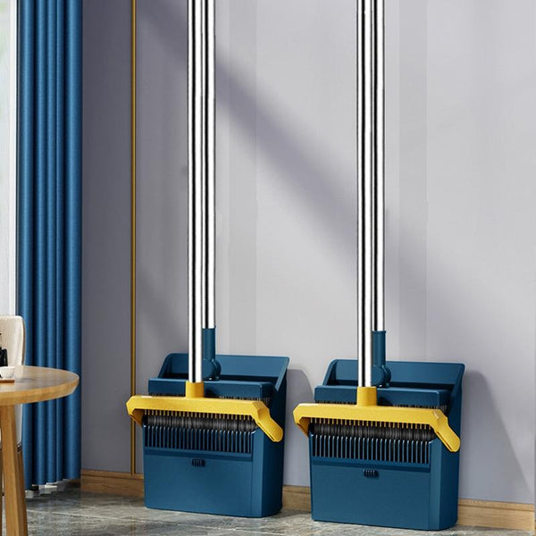 Broom And Dustpan Set With Double-Sided Tooth Scraping, Style: Snap White