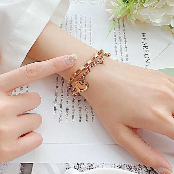 Multi-Layer Stainless Steel Bracelet Ladies Hand Jewelry, Style: 1060 Rose Gold