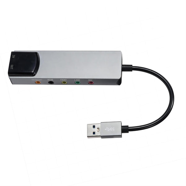 HY-601 6 in 1 USB Multi-Functional Sound Card USB + Audio 3.5 + 7.1CH / OPTICAL(Argent)