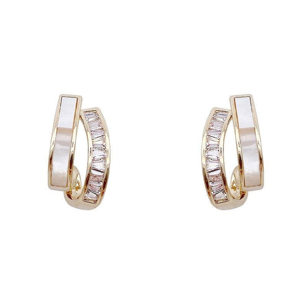 Shell Double Layer Earrings with Diamond Earrings, Color: EH1476
