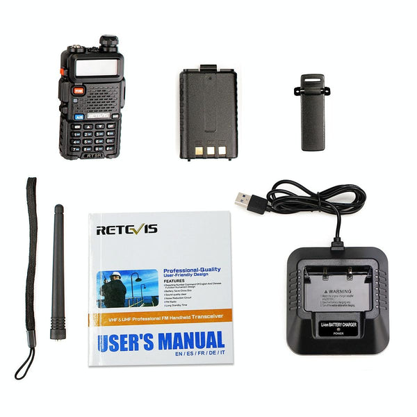 RETEVIS RT5R EU Frequency 144-146MHz & 430-440MHz Handheld Two Way Radio Walkie Talkie(Black)