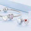 BSC757 Sterling Silver S925 Heart Openable Gift Box Bracelet Beaded