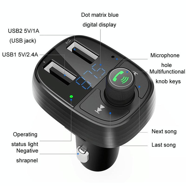 S-10 Car Bluetooth Fast Charger Receiver Auto One To Two Charger Cigarette Lighter