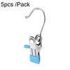 5pcs /Pack Stainless Steel Flat Clip With Hook Anti-Scratch Catch Laundry Drying Holder(Blue)