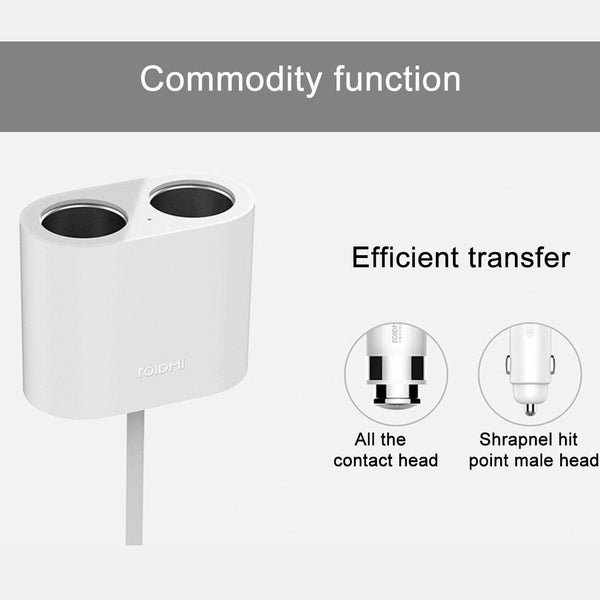 Original Xiaomi Youpin ROIDMI 2 in 1 120W 10A Car Cigarette Lighter + Dual USB Port Quick Charge Car Charger(White)