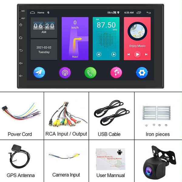 A2797 7 Inch Android WiFi 2+32G Central Control Large Screen Universal Car Navigation Reversing Video Player, Style: Standard+AHD Camera