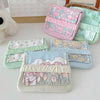 BD0443 2pcs Cartoon Pattern Large Capacity Sanitary Storage Bags(Green Flower)