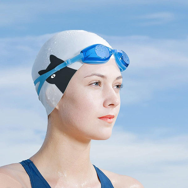 Hy08 Cute Cartoon Print Silicone Swimming Cap, Spec: Pink Pig