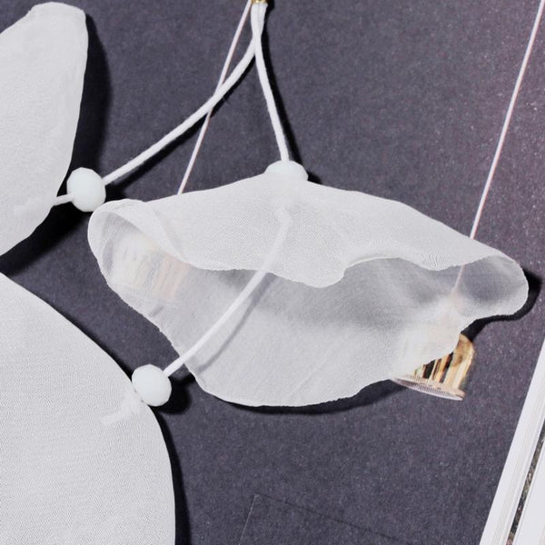 Long Exaggerated Fabric Art Handmade Petal Earrings, Color: E1908-26 White