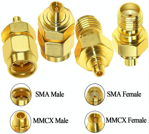 SMA Male To MMCX Female Coaxial Adapter Kit Brass Coaxial Connector RF Antenna Adapter