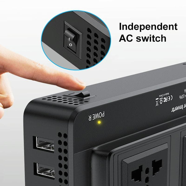 DC12V 200W AC220V Car Smart Multi-functional Digital Display Inverter, EU Plug