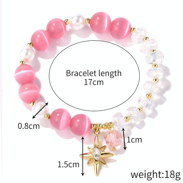 S2204-3 Pink Opal Crystal Beaded Bracelet Ladies Natural Crystal Bracelet