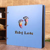 Wooden Cover Baby Growth Commemorative Album Creative Manual Paste Album Book(Little Blue Feet)