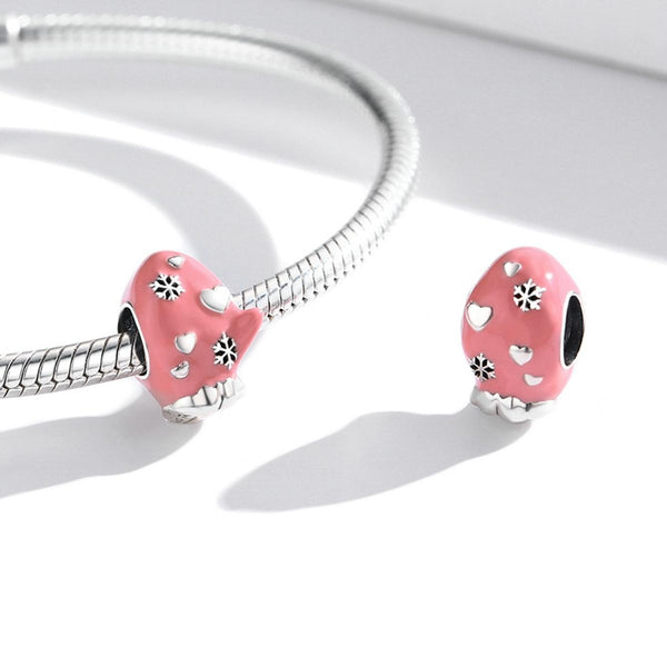 S925 Sterling Silver Pink Gloves Beads DIY Bracelet Necklace Accessories