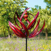 Metal Iron Windmill Crafts Outdoor Gardening Decorative Ground Planter(Red)
