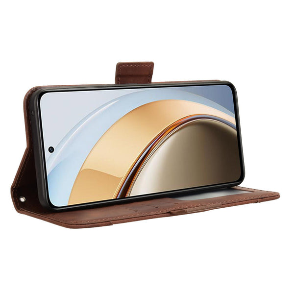For vivo V40 Lite 4G / 5G IDN Skin Feel Calf Texture Card Slots Leather Phone Case(Brown)