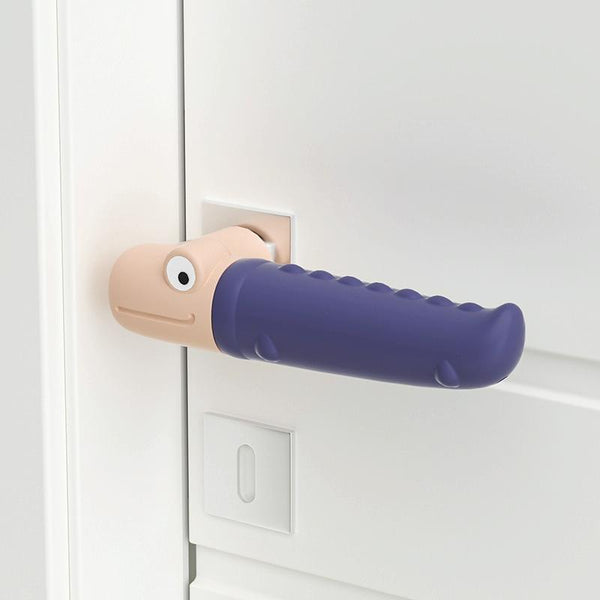 Silicone Door Handle Protector Children Anti-collision Door Pads, Spec: Crocodile-Purple