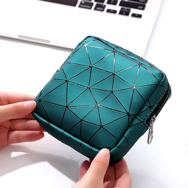 XH8214 Portable Sanitary Napkin Storage Bag Large Capacity Waterproof Coin Bag(Plant Green)