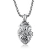 1168 Personalized Titanium Steel Cardiac Pendant Can Be Opened, Color: Steel Color Large+4x60cm Pearl Chain