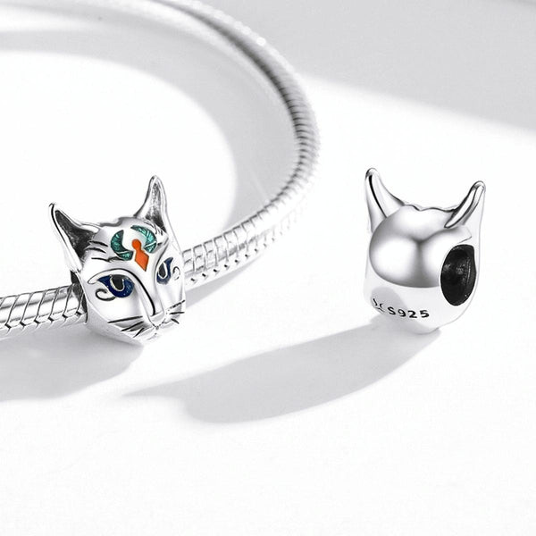 S925 Sterling Silver Egyptian Cat God Besti Beads DIY Bracelet Necklace Accessories