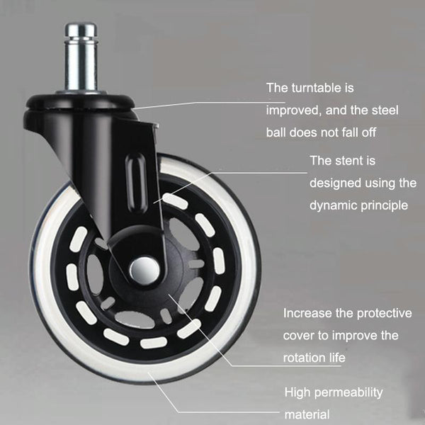 Furniture PU Universal Plug Caster Office Chair Mute Wheel, Size: 2 Inch