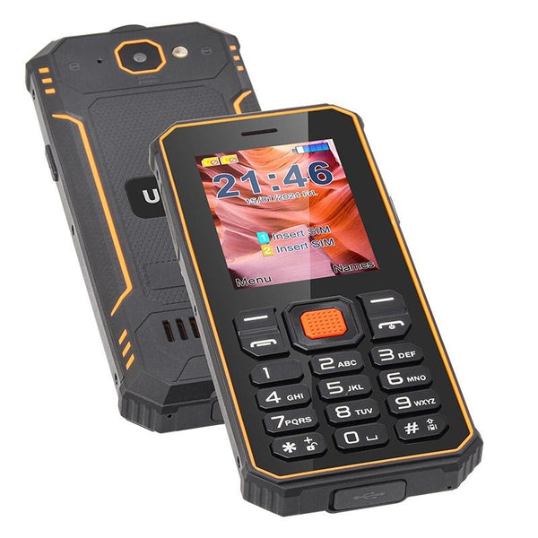 UNIWA S2 IP68 Rugged Keypad Phone, 2.4 inch Mediatek MT6261, 2500mAh Battery, 21 Keys, Network: 2G (Black+Orange)