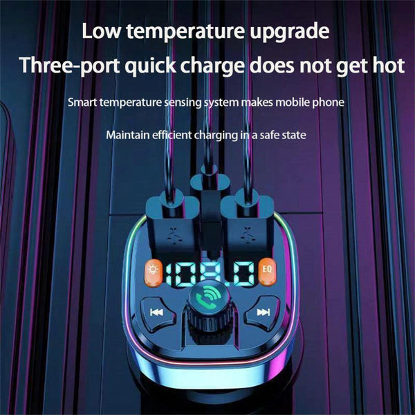 Q7 3.1A USB+PD Bluetooth Car Charger Car FM Transmitter Colorful Lighting