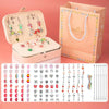 132pcs/sets Pink+Red Children DIY Beaded Bracelet Double Layer Jewelry Box Set