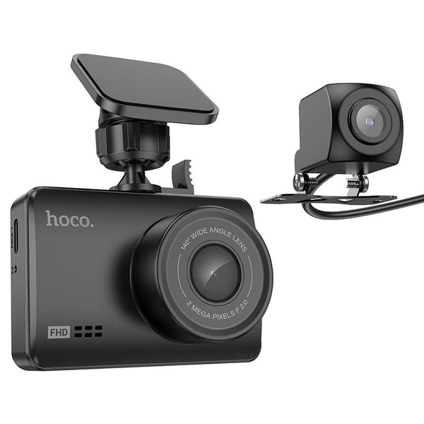 hoco DV3 Dual Channel Driving Recorder with Display & Rear Camera(Black)