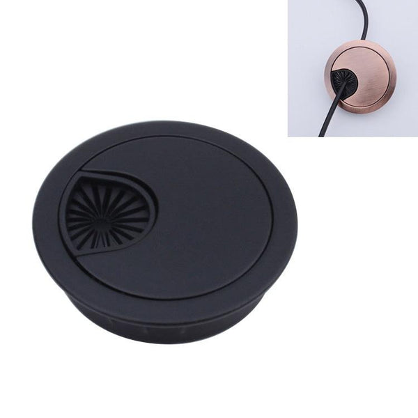 Desk Computer Desktop Zinc Alloy Round Threading Box Hole Cover, Hole Diameter: 80mm  (Matte Black)