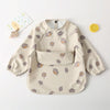 Long Sleeved Baby Soft PU Bib Waterproof Washable Easy Clean Smock With Pocket, Size: L(Dragon Fruit)