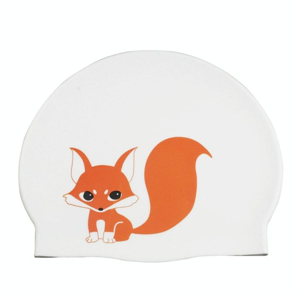 Hy08 Cute Cartoon Print Silicone Swimming Cap, Spec: Little Squirrel